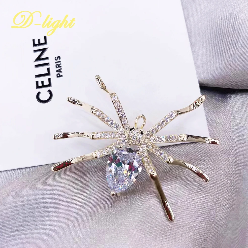 Персонализированная роскошная булавка с бриллиантами и кристаллами циркона в виде паука для мужчин и женщин на каждый день в подарок на блестящий банкет или вечеринку.