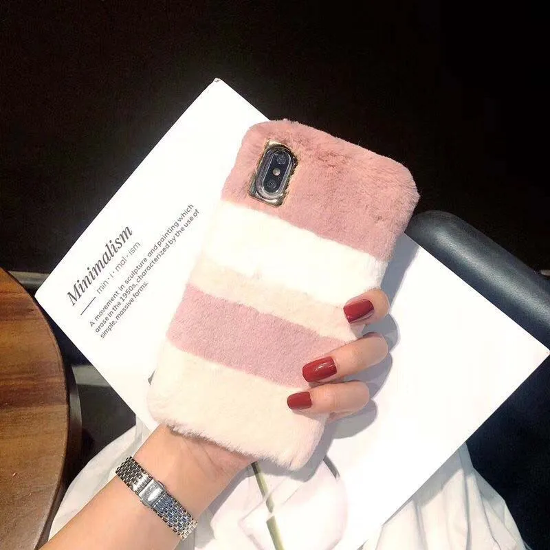 

Stripe Christmas gift cover For iPhone11 Pro Max mobile phone cases For Apple Iphone 6 7 8 Plus With pompoms