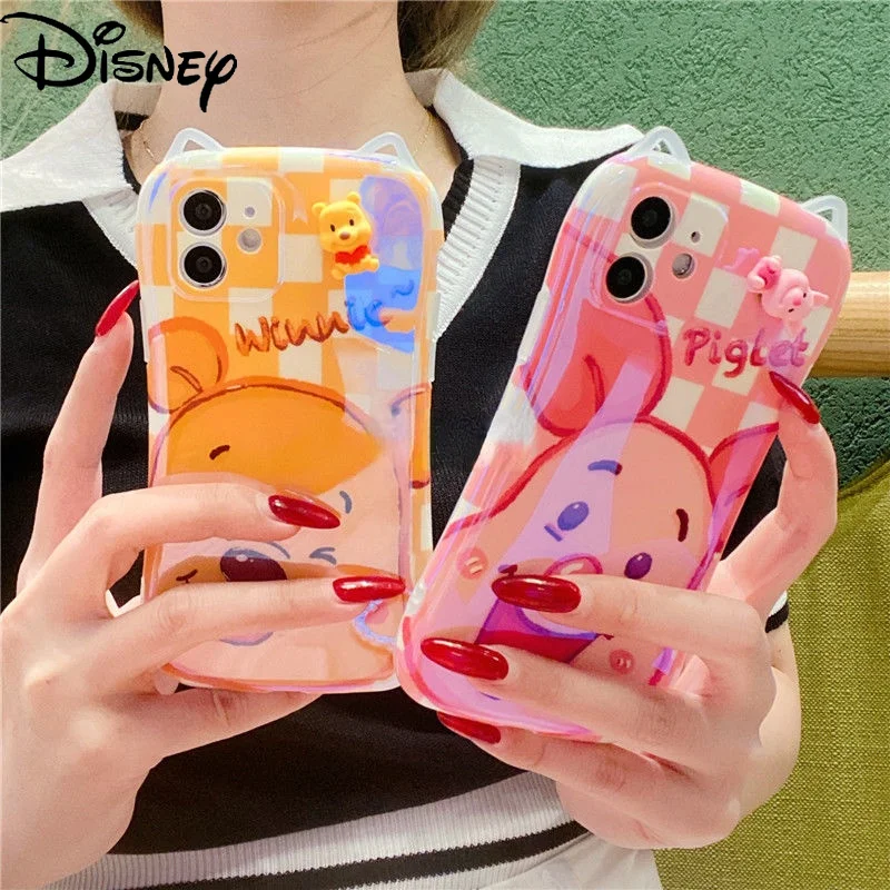

Disney Pooh Cartoon Cat Ear Phone Case for iPhone13 13Pro 13Promax 12 12Pro Max 11 Pro X XS MAX XR 7 8 Plus Phone Case