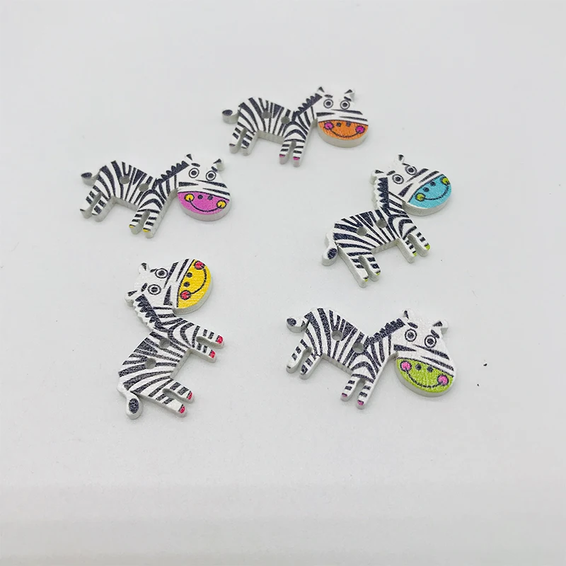 XINDONG деревянные пуговицы животные Зебра Лошадь в форме декоративные кнопки для
