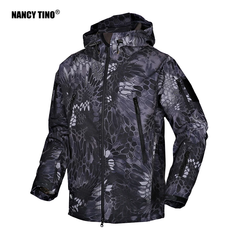 

NANCY TINO Men'S Windbreaker Soft Shell Jackets Waterproof Army Fleece Clothing Camo Colors Tactical Unisex Military Hooded Coat