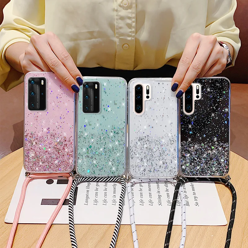 

Shinny Star Fashion Crossbody Case For Huawei P40 Pro P40 Lite Nova 7 7SE Noova 7 Pro Honor 30 30s 30 Pro Y9 Prime 2019 Cover
