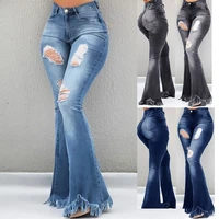 direct sales cross border ama wis h hot selling europe and america fashion wild hair harsh water wash hole denim pants