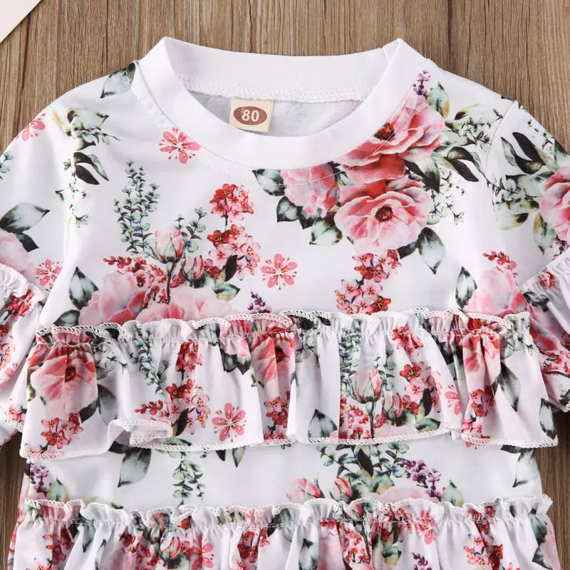 

Toddler Baby Girl Cotton Clothes Set Autumn Clothes Sets Long Sleeve Ruffle Floral Tops T-Shirt Pants Outfits 1-6Y Outfits