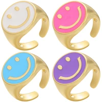 zhukou new enamel hip hop ring for women gold color dripping oil cute women chunky opening rings fashion jewelry wholesale vj146