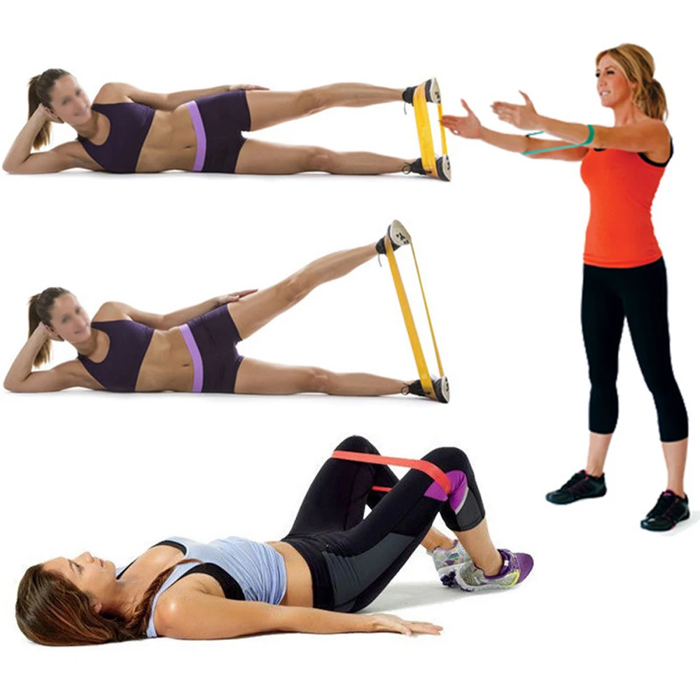 Набор для фитнеса в тренажерном зале яркое колесо 8 форм Резиновая лента петля