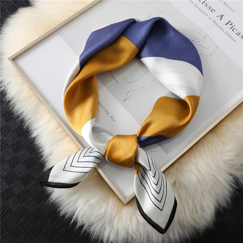 

2021 Silk Scarf Square Hairband Print Foulard Female Neckerchief 70*70cm Summer Small Scarves Shawls Bandana Wraps