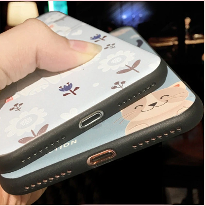 Чехол с котом для iPhone 7 8 6 6s plus xs max x xr чехол кольцом и пряжкой милый 11 pro TPU пара