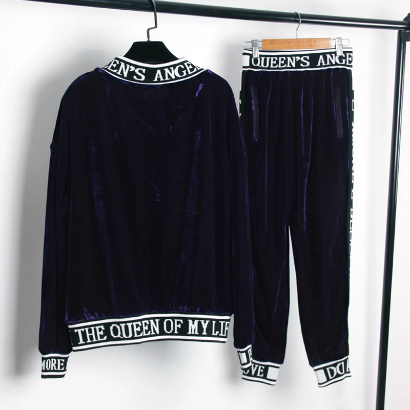 Женский бархатный комплект из двух предметов толстовка с v-образным вырезом и