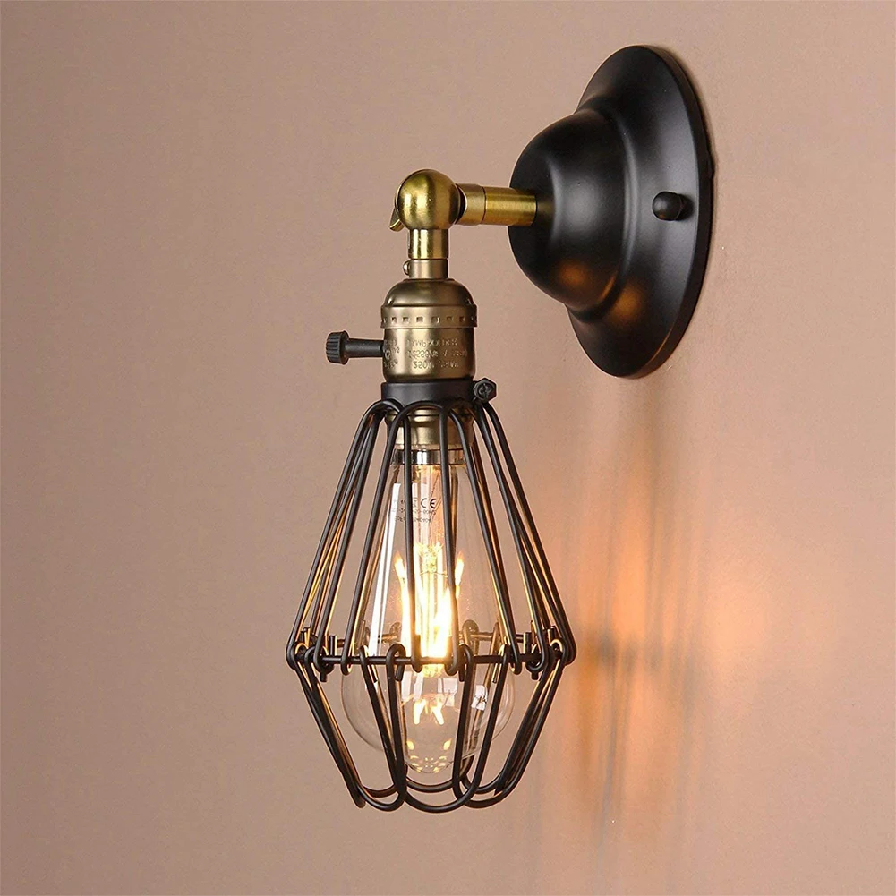 

Metal Wire Iron Lampshade Metal Wire Cage Lamp Retro Vintage Lamp Modern Pendant Lights Black Bedroom Lampshade Romantic Parlor