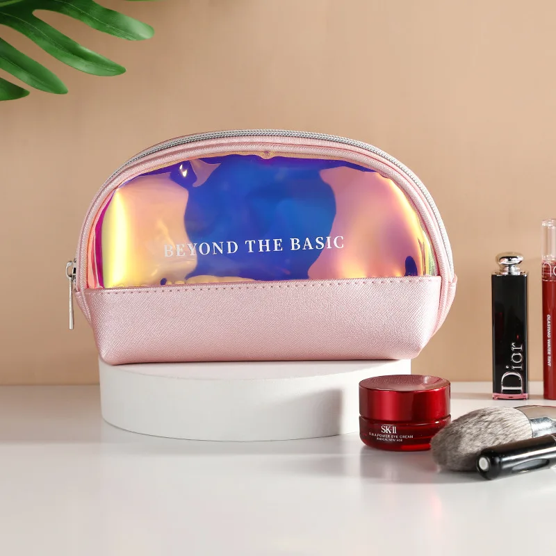 

TPU+PU Laser Fashion Cosmetic Bag Women Patchwork Makeup Bag Neceser Mujer Toiletry Bag Organizer Kosmetyczka Necessarie Feminin
