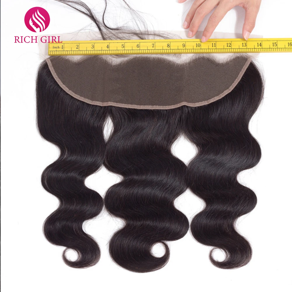 

Richgirl Body Wave 13x4 Lace Frontal With Baby Hair Peruvian Black Natural Hairline Free Part Remy Human Hair Lace Closure