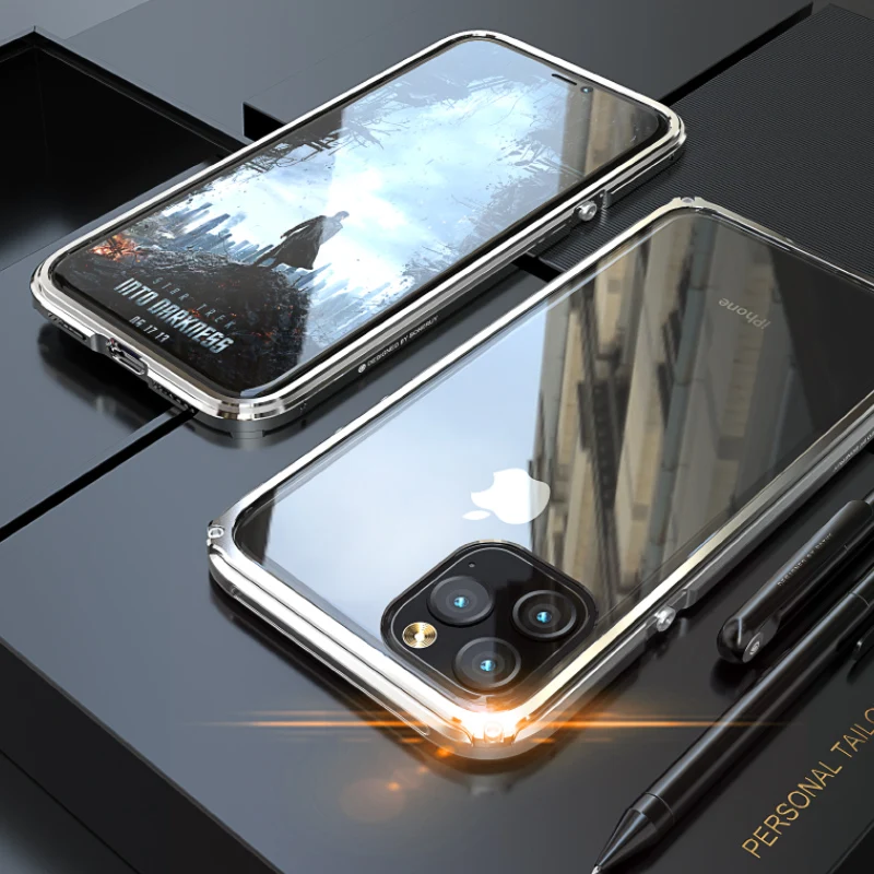 Silver Броня металлический бампер противоударный чехол для iPhone 11 Pro Max чехол сверхмощный защитный чехол для iPhone 11 Pro чехол X XR XS Max - Цвет: Silver