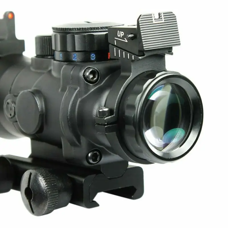 

4x32 RGB Tri-Illuminated Compact Scope Red Fiber Optics Sight Etched Glass Hunt