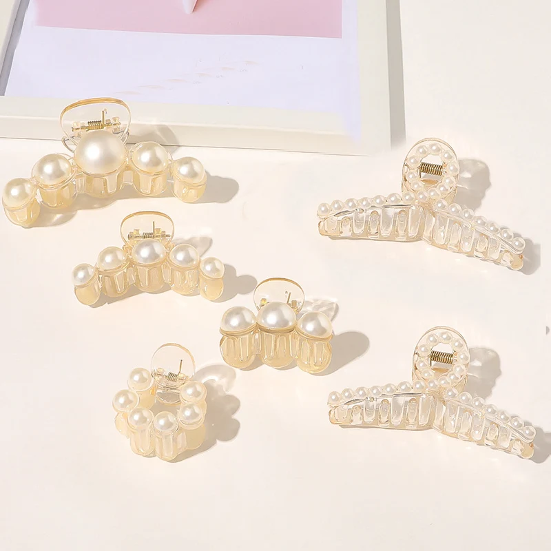 

Fashion Hair Claw Clamps Hair Clip Hairpin Crab Pearls Hair Claws for Women Hair Accessories Horsetail Clip Headwear Barrettes