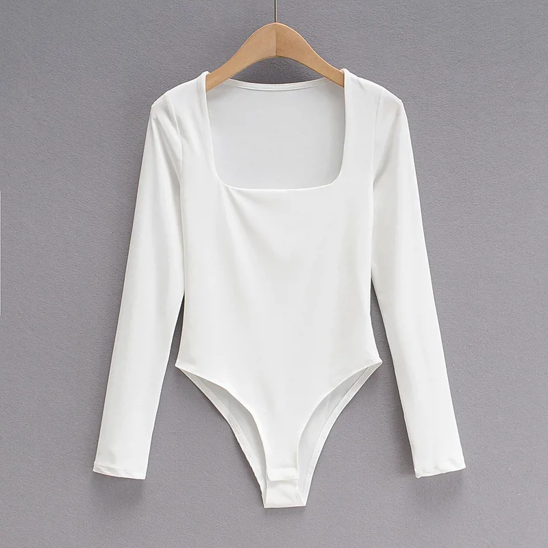 

Spring and autumn new fashion slim solid color long-sleeved one-piece suit for women, elastic sexy bottoming tights for women