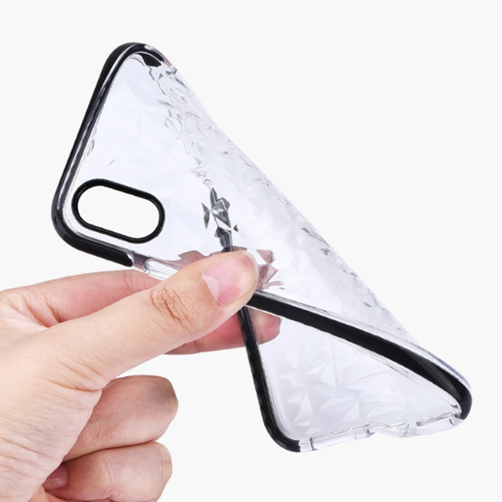 Прозрачный чехол с 3D алмазным узором для iPhone XS MAX XR X 8 7 Plus Прозрачная мягкая задняя