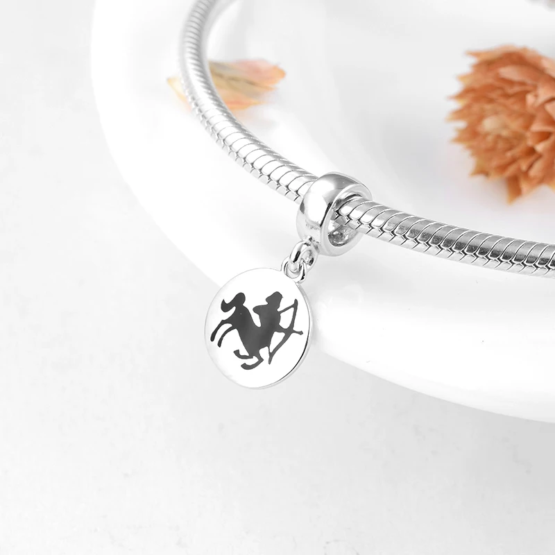 Круглая форма серебро 925 пробы 12 созвездий Стрелец изящные подвески бусины