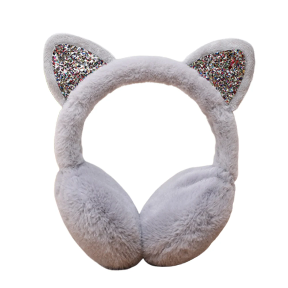 

Fashion Women Ears Sequins Plush Earmuffs Earflap Earcap Winter Ear Warmer Earmuffs Headband Newest