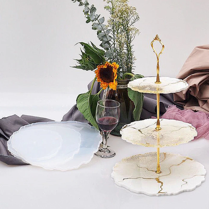 Силиконовая форма для трехслойного подноса с фруктами эпоксидная смола