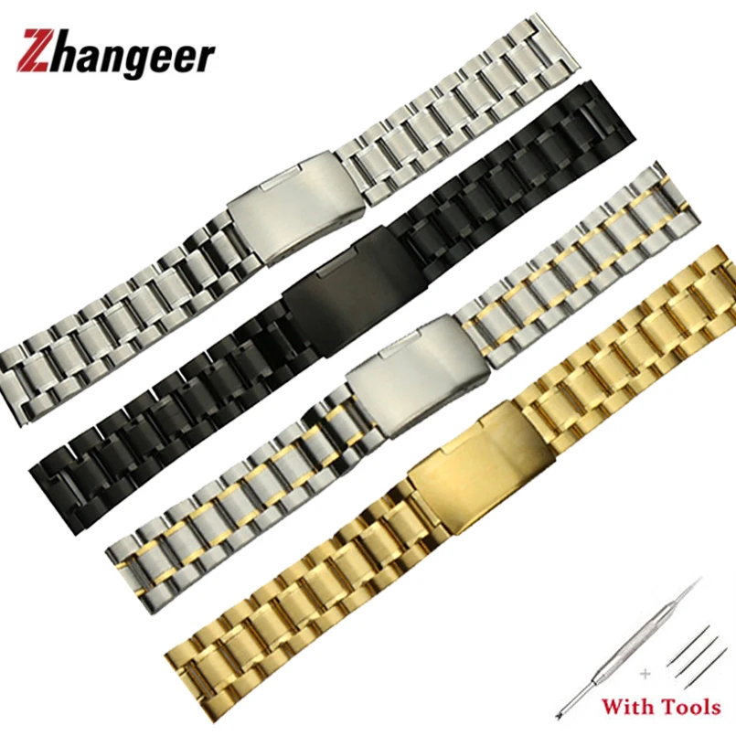 High Quality Wristwatch Straps 14mm 16mm 18mm 19mm 20mm 21mm 22mm 24mm 26mm Stainless Steel Galaxy Watch 3 S4 Smart Watch Band