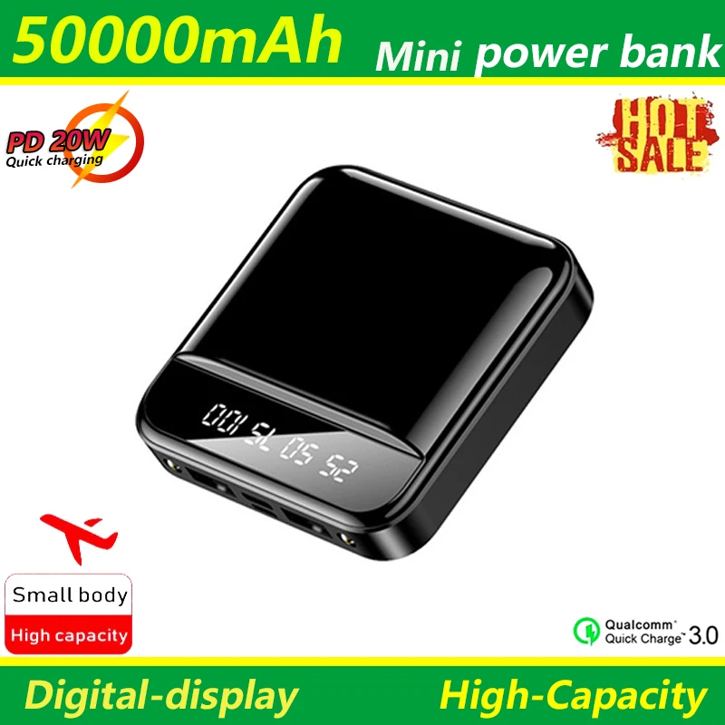 

Mini Power Bank 50000mAh Portable External Battery 2USB Mobilephone Charger Digital Display Poverbank for IPhone Xiaomi Samsung