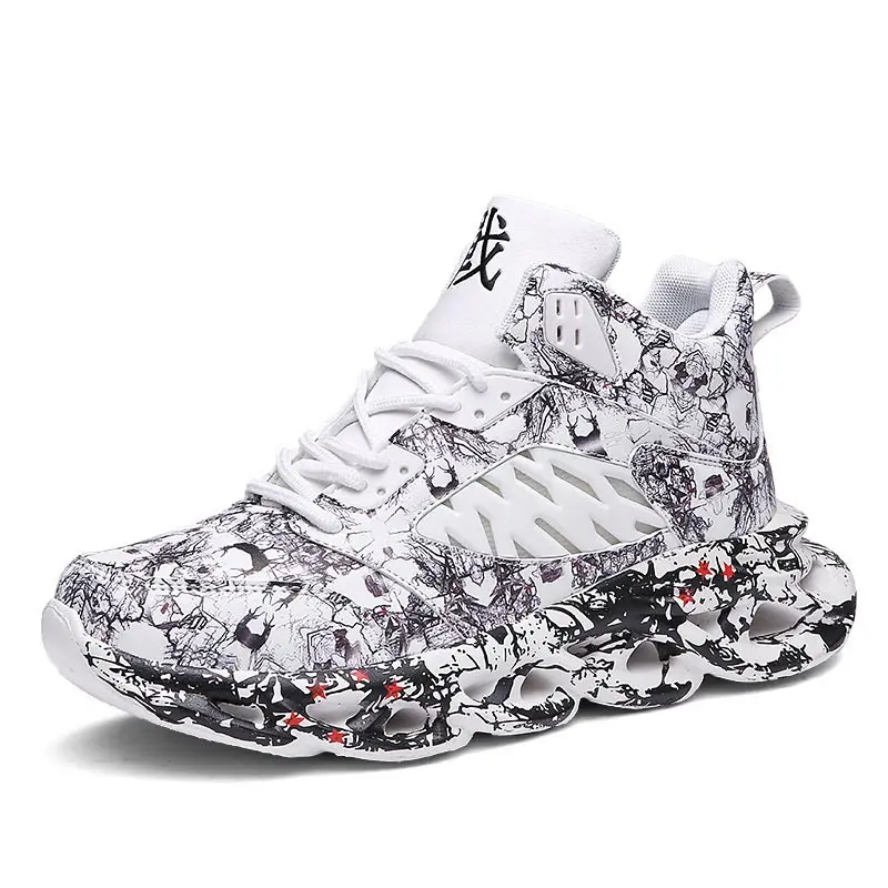 Большие размеры высокие мужские кроссовки из искусственной кожи для бега