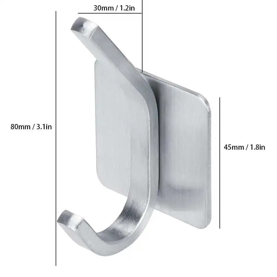 

2Pcs Kitchen Wall hook Stainless Steel Hanging Hook Wall Hanger Towel Clothes Hooks for Bathroom Bedroom