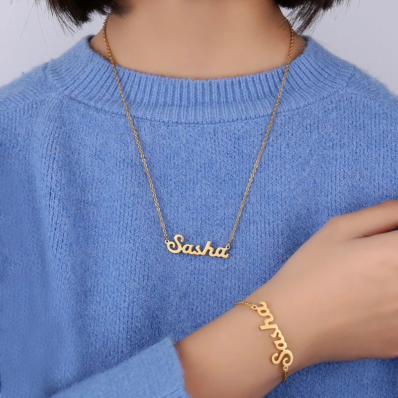 Индивидуальная ручная работа на заказ Золотая нержавеющая сталь имя кулон