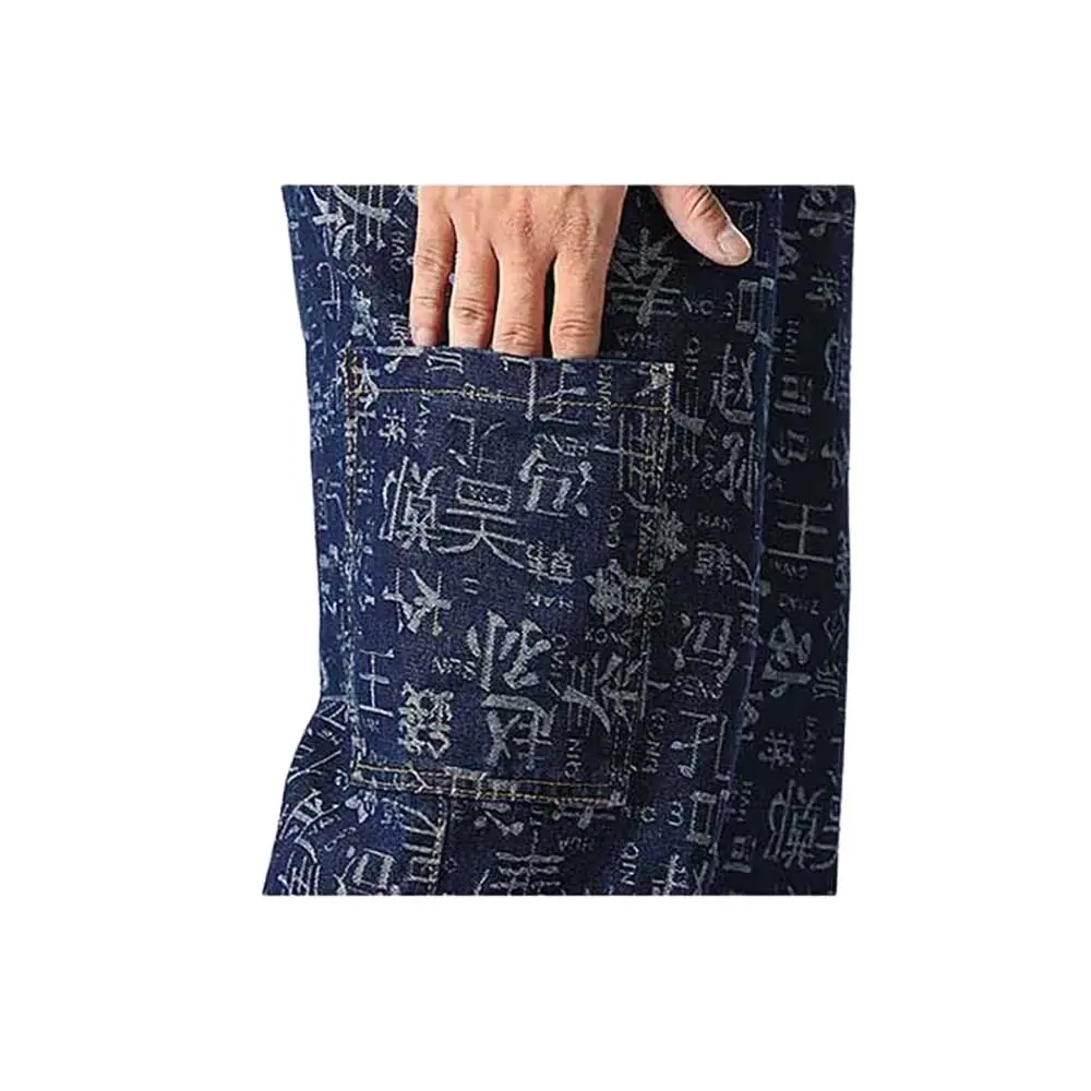 

New Fashion Straight Jeans Men Casual Denim Pants Loose Baggy Elastic Waist Trousers Streetwear Jeans Male Clothing