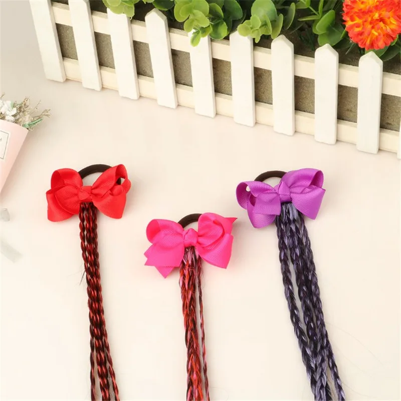Аксессуары для волос цветной бант парик веревка девочек длинные косички банты