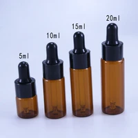 50pcslot 5ml 10ml 15ml 20ml amber glass dropper bottle jars vials with pipette for cosmetic perfume essential oil bottles