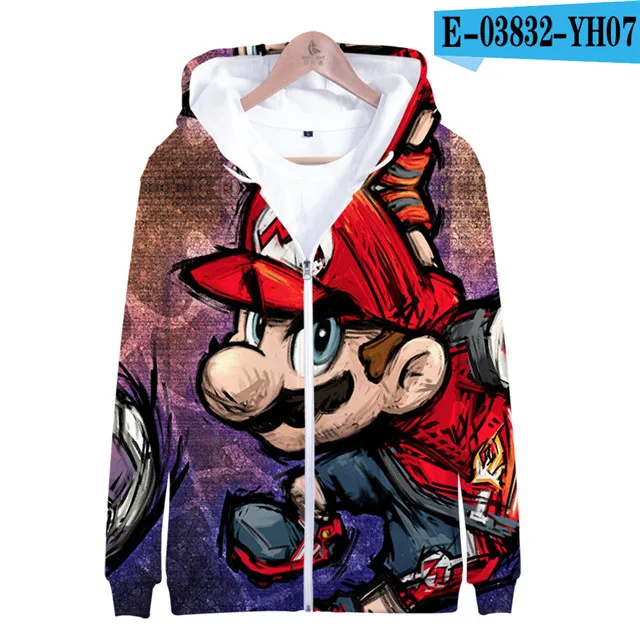 3dLL-322 Супер Марио Bros. 3D Толстовка с капюшоном, флисовая толстовка Super Smash Bros, толстовки Harajuku, мужской спортивный костюм, хип-хоп куртка на молнии, пальто, одежда - Цвет: 3dLL-322