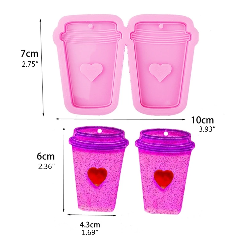 

Coffee Cup Keychain Epoxy Resin Mold Earrings Pendant Silicone Mould DIY Crafts Jewelry Necklace Casting Tool