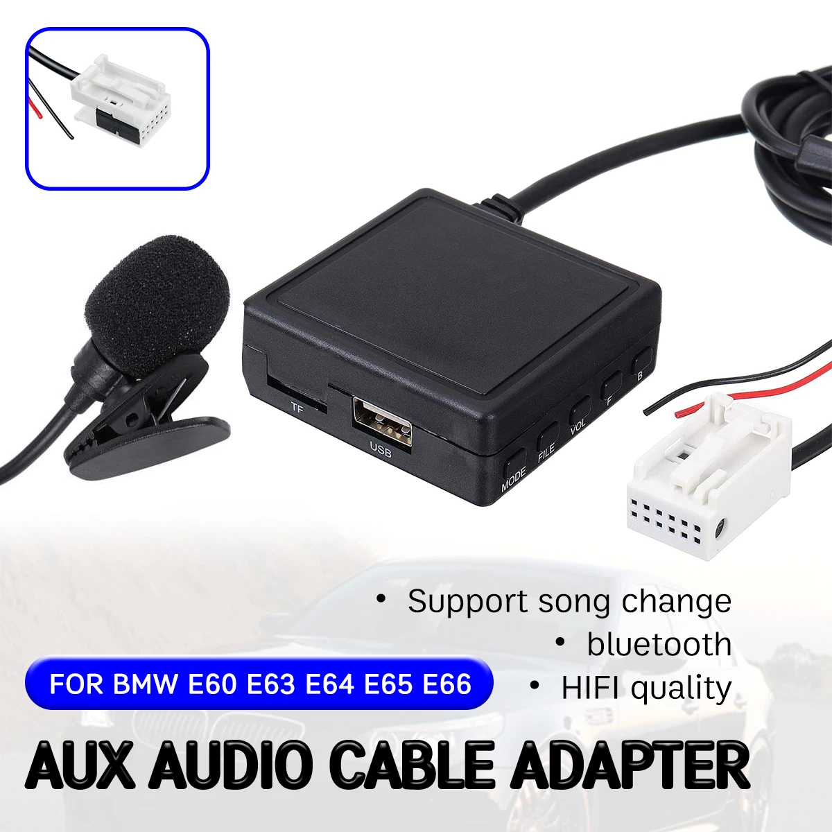 Кабель-приемник bluetooth Aux для BMW E60 E63 E64 E65 E66 E81 E82 E87 E90 с USB микрофона | Автомобили и