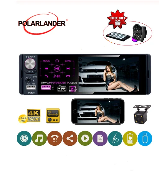 

1 din support Micophone Car Receiver 4.1"Touch screen Bluetooth RMVB/MP5/Radio/BT Player AM FM Radio RDS