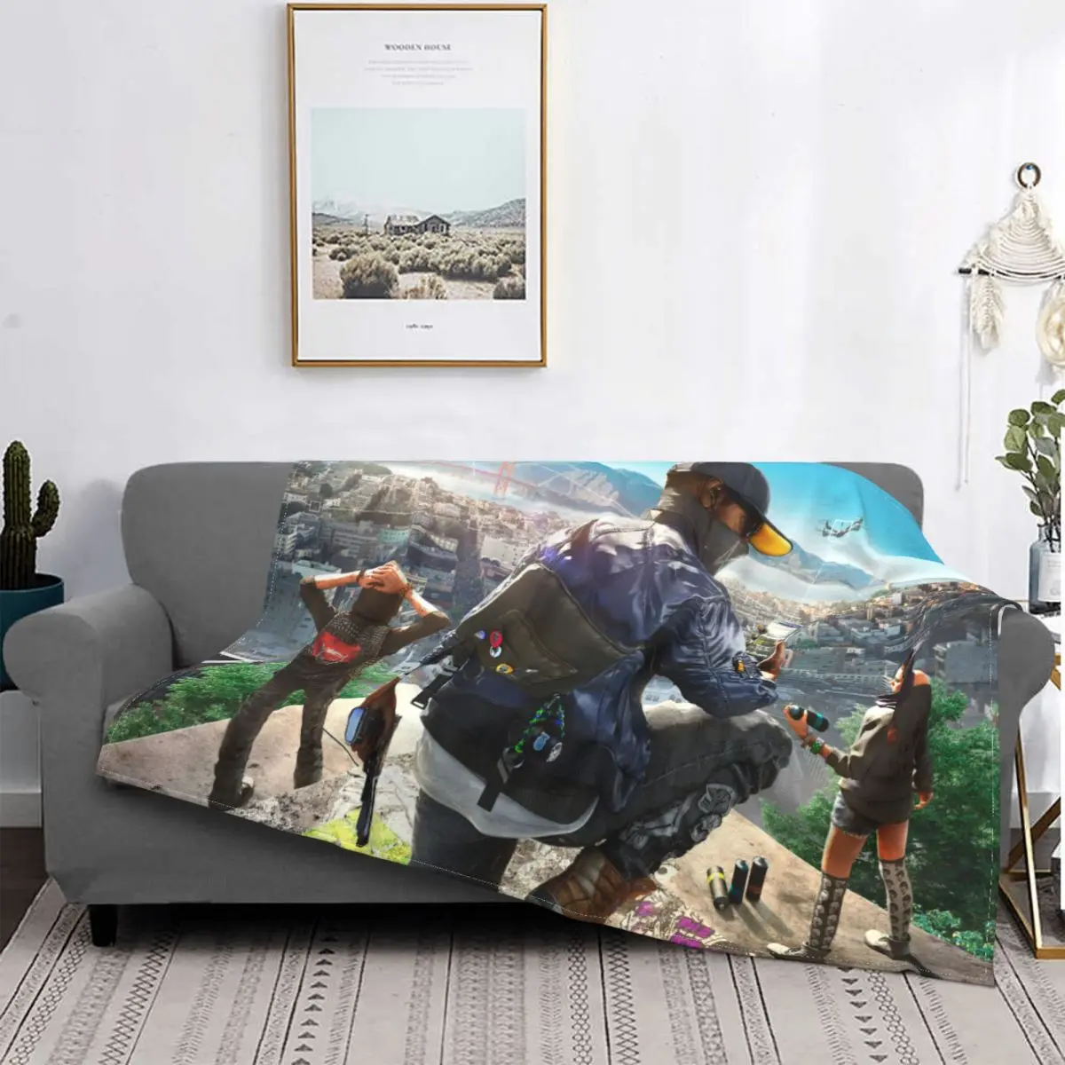 

Watch Dogs 2 Marcus Holloway Hacking Game Blanket Flannel Spring Autumn Back Warm Throws For Winter Bedding