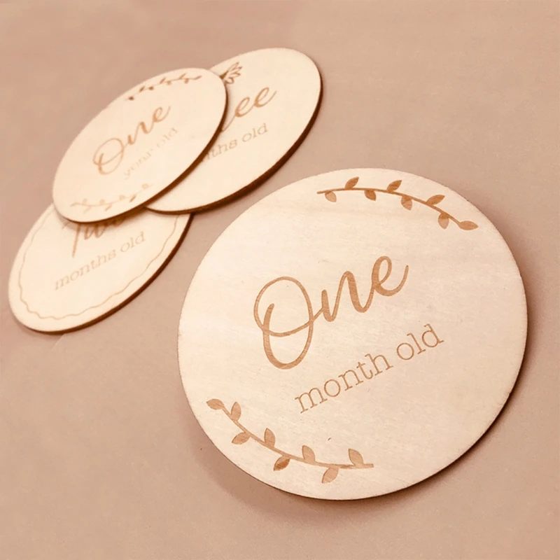 Tarjeta de Evento de beb&eacute; de madera, tarjetas de grabaci&oacute;n de crecimiento mensual para reci&eacute;n nacido, tarjetas conmemorativas de nacimiento hechas a mano, accesorios de fotograf&iacute;a-2