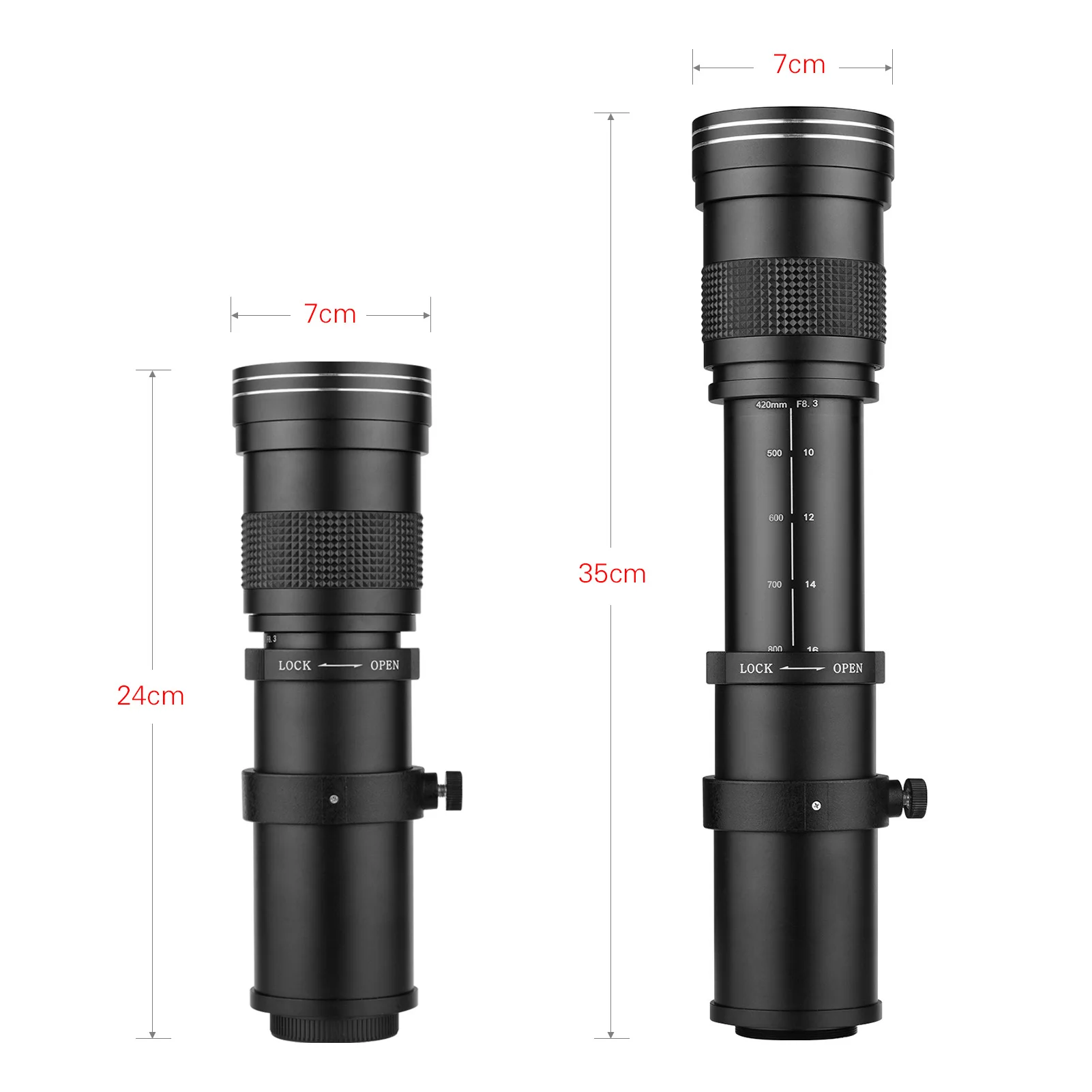 Супер телеобъектив для камеры MF F/8 3-16 420-800 мм T-образное крепление с резьбой 1/4