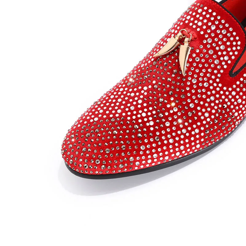 Мокасины мужские бархатные красные черные ручной работы Золотая кисточка | Обувь