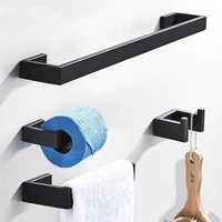 bathroom hardware set black robe hook towel rail bar rack bar shelf tissue paper holder toothbrush holder bathroom accessories