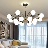 retro led luxury chandelier postmodern living room black chandelier ball dining room bedroom round flush mount light