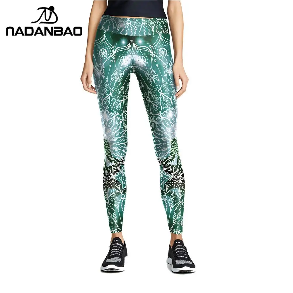 Женские легинсы с высокой талией NADANBAO 2021 принтом мандалы для фитнеса