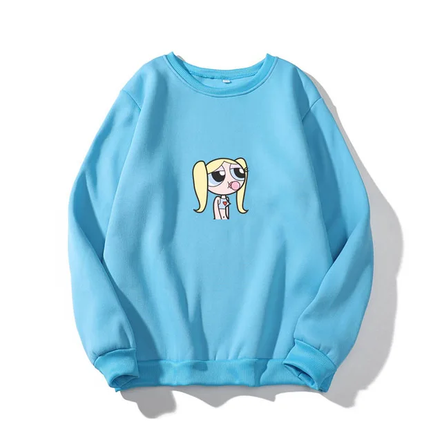 2021 new oversized Sweatshirt spring Streetwear Printing Blossom Bubbles  Buttercup Hoodies Pullovers Harajuku girl top