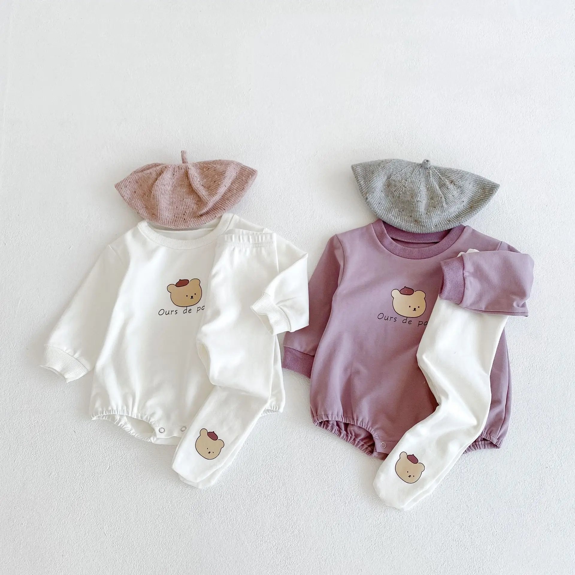 Baby Girl Romper Clothes Infant Boys Girls Outfits Long Sleeve Bodysuit Newborn Cartoon Bear Pants Toddler Girl Onesies Outfits