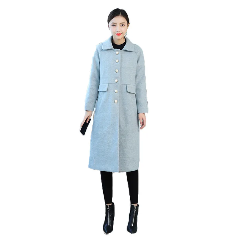 

Женское шерстяное пальто M-3XL размера плюс длинные рукава свободные топы куртка 19 на осень-зиму новые модные тонкие плюс Толстая смесь куртк...