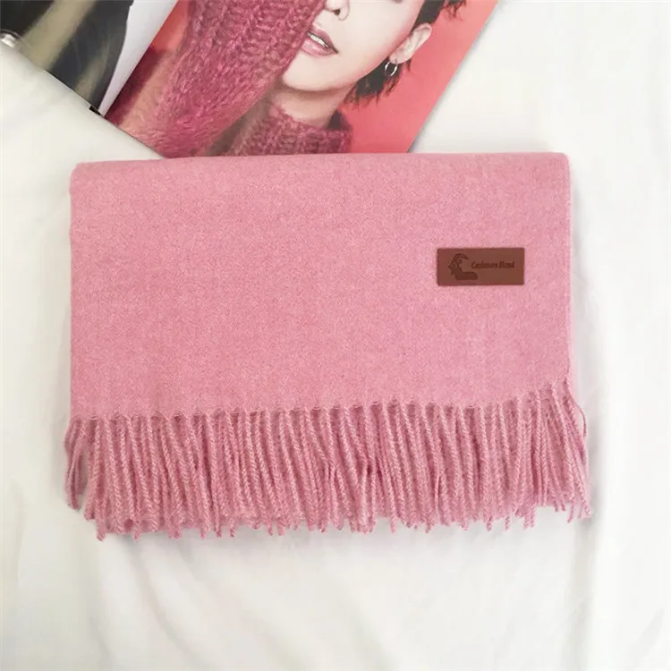 Brand Designer Winter Cashmere Scarf For Women Unisex Wool Scarf Pashmina Solid Color Tassels Ladies Stole Wrap Men Scarves