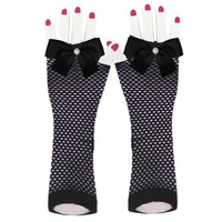 2pairs4pcs womens fingerless streetwear fishnet lace hollow out high elasticity long hand vintage sexy party bownet gloves