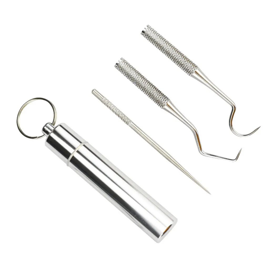 

1 Set Portable Toothpick Stainless Steel Toothpick with Toothpick Storage Box
