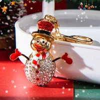 fashion new crystal christma snowman keychain woman girl car bag keychain charms diy keychain accessories christmas gift jewelry